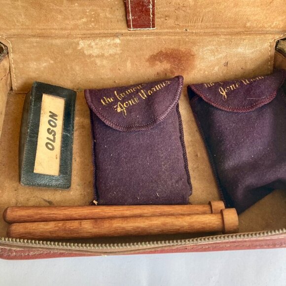Vintage JC Higgins Leather Travel Shaving Toiletry Kit Aladdin Jon-E Hand Warmer - Picture 11 of 14